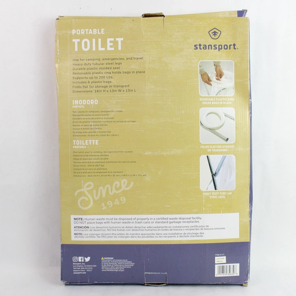Stansport Portable Toilet Up to 200 Pound Weight Capacity