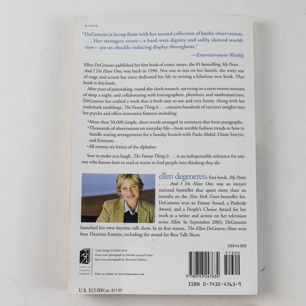 The Funny Thing Is by Ellen DeGeneres 2004 Paperback