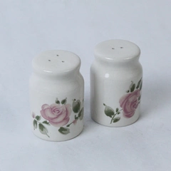 Roseland By Gibson Designs Ceramic Salt and Pepper Shakers Flat Top Vintage