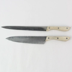 2 PC National Cutlery Stainless Steel Blade Wooden Handle Kitchen Knife Set