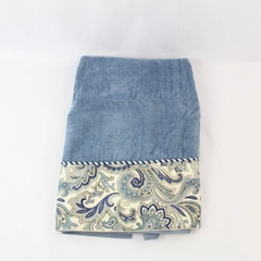 Avanti Large Blue Paisley Bath Towel with Braided Rope Accent 50" x 26.5"