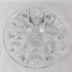 Vintage Anchor Hocking Glass Snowflake & Fan Design Serving Dish 13.75" Diameter