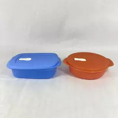 Lot of 2 Tupperware Crystalware Vented Lid Storage Containers 3.5 Cup & 1 Liter