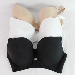 Set of 3 Fruit Of The Loom Underwired T-Shirt Bras 38DDD in White Beige & Black