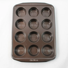  Circulon Nonstick Bakeware 12-Cup Muffin/Cupcake Tin, Brown, Steel