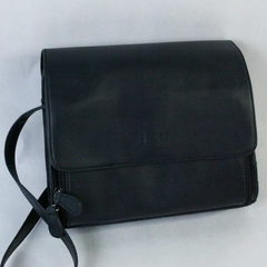 Vintage Crazy Horse Navy Blue Crossbody Bag Purse Faux Leather Adjustable Strap