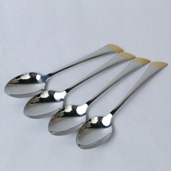 Lot of 4 Oneida Stainless Golden Stanza Teaspoons Glossy Flatware Gold Accent