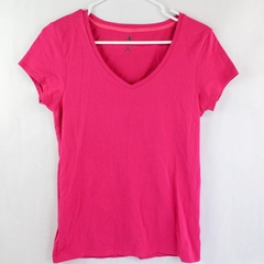Energie T Shirt Top Junior Women's Size XL Fuchsia Pink V Neck Short Sleeves