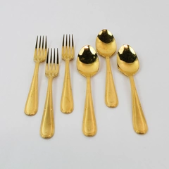 Lot of 6 Oneida Ltd Gold Tone Flatware 3 Dinner Forks & 3 Soup Spoons