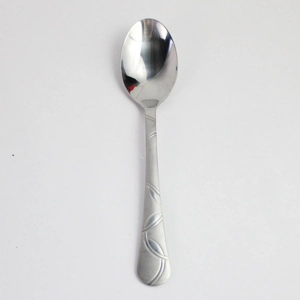 Lot of 5 Cambridge Stainless Steel Dinner Spoons With Abstract Pattern Design