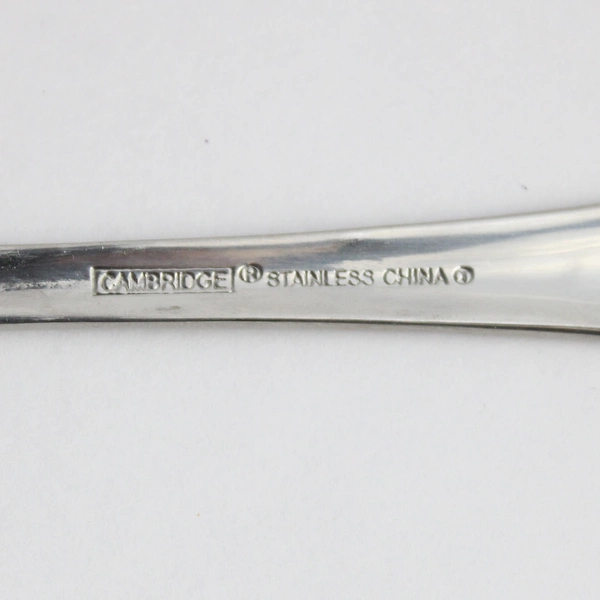 Lot of 5 Cambridge Stainless Steel Dinner Spoons With Abstract Pattern Design