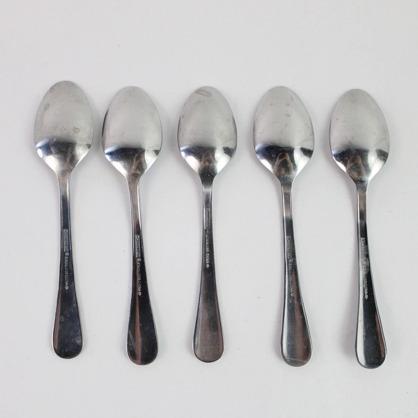 Lot of 5 Cambridge Stainless Steel Teaspoons With Abstract Pattern Design