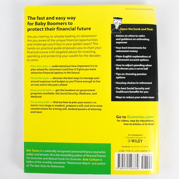 Personal Finance For Seniors For Dummies Eric Tyson Bob Carlson 2010 Wiley PB