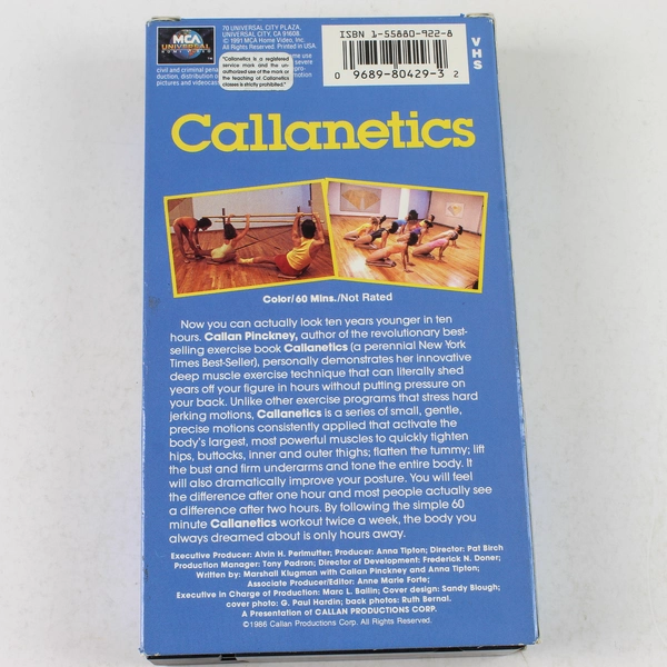 Callanetics VHS 1986 Callan Pickney Exercise Tape