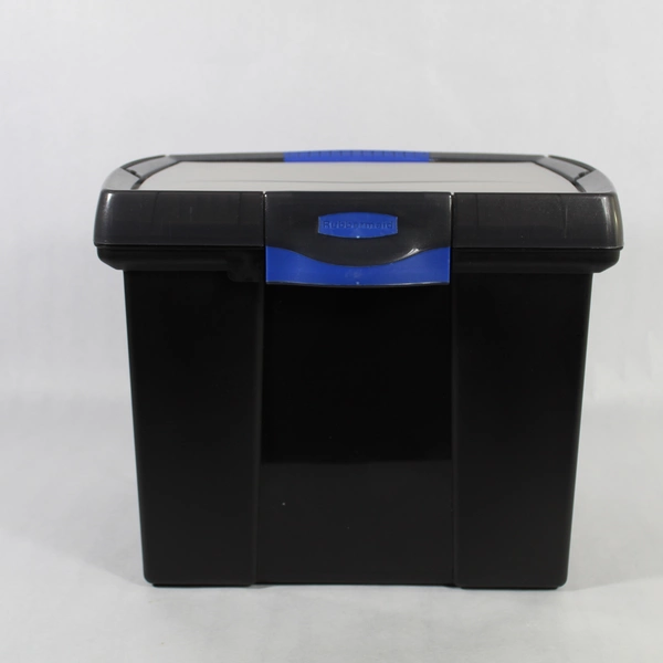 Rubbermaid Large Plastic Storage Container With Carry Handle And Top Tray Black