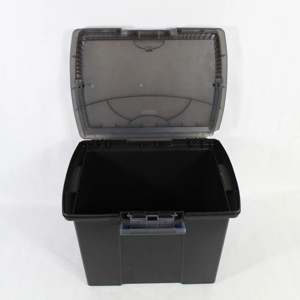 Rubbermaid Large Plastic Storage Container With Carry Handle And Top Tray Black