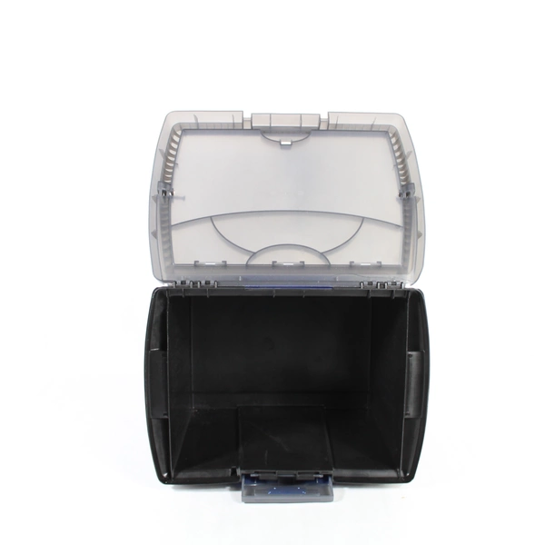 Rubbermaid Large Plastic Storage Container With Carry Handle And Top Tray Black