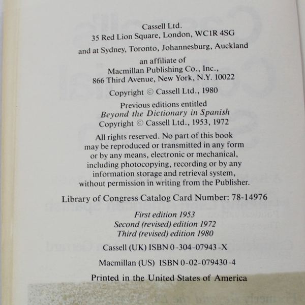 Cassell's Colloquial Spanish A Handbook Of Idiomatic Usage Gerrard 1980 PB