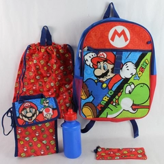 Nintendo Super Mario 5 Piece Set Backpack Lunch Bag Pencil Case Bottle Sack