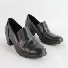 Great Northwest Camellia Black Leather Heeled Shoes Women's US Size 8.5M
