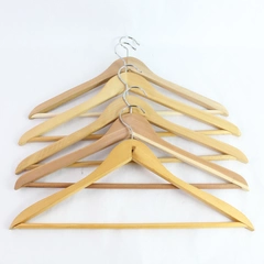Lot of 5 Brown Wooden Hangers for Closet Storage and Organization