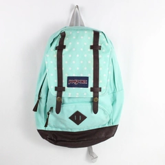 JanSport Cortlandt Mint Green Backpack White Polka Dots School Bag Pockets