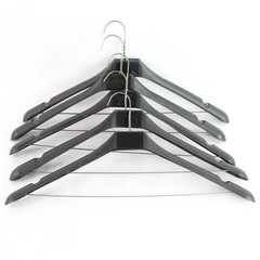 Lot of 5 Black Plastic Suit Hangers for Closet Storage & Organization