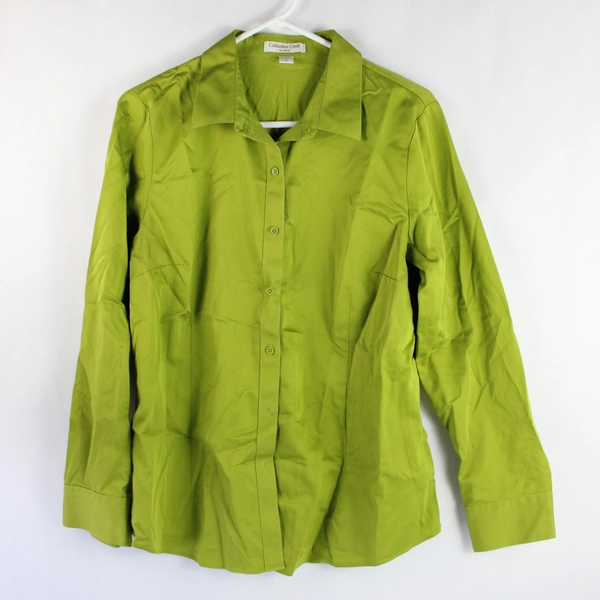 Coldwater Creek Women's Green Long Sleeved Button Up Blouse Top Size L Tailored