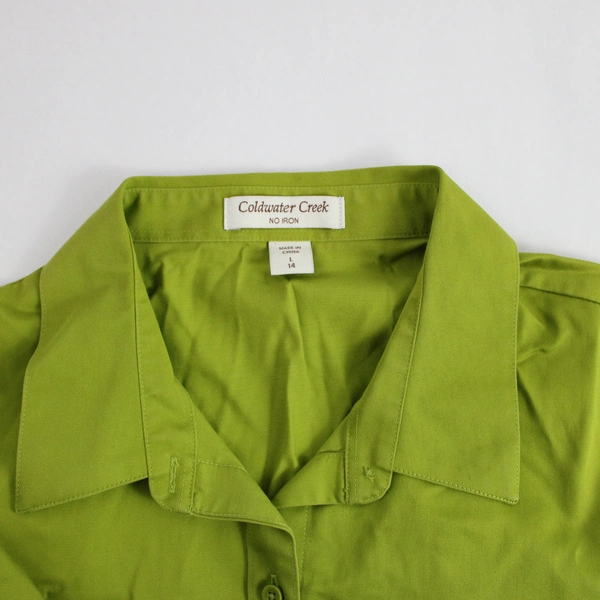Coldwater Creek Women's Green Long Sleeved Button Up Blouse Top Size L Tailored