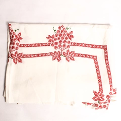 White with Red and Green Embroidery Christmas Tablecloth 60x80 in