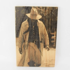 Gizaun Art Wooden Cowboy Portrait Back Postcard Design Wall Plaque 5x8 in