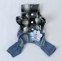 Fun Of Pets Dog Jumpsuit Collared Shirt Denim Pants NWT Size 6.5" Long