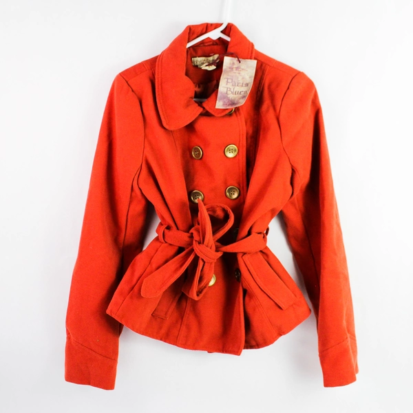Paris Blues Retro Women's Red Collared Button Up Corduroy Jacket Size L NWT