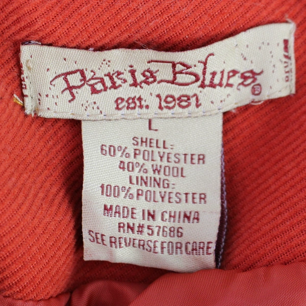 Paris Blues Retro Women's Red Collared Button Up Corduroy Jacket Size L NWT