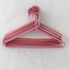 Lot of 10 Shades of Pink Plastic Tubular Coat Hangers for Closet Storage