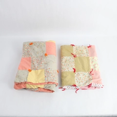 Lot of 2 Handmade Multicolor Floral Patterned Quilted Baby Blankets