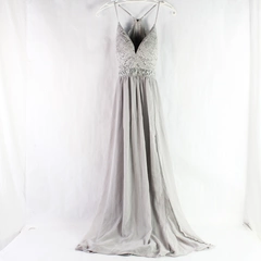 Emerald Sundae Women's Gray Embellished Open Back Spaghetti Strap Dress Size S