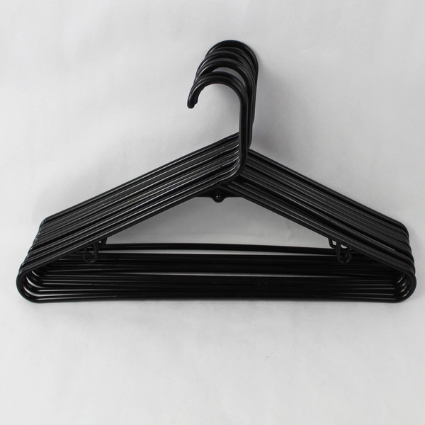 Lot of 10 Black Plastic Tubular Hangers With Hooks for Closet Organization
