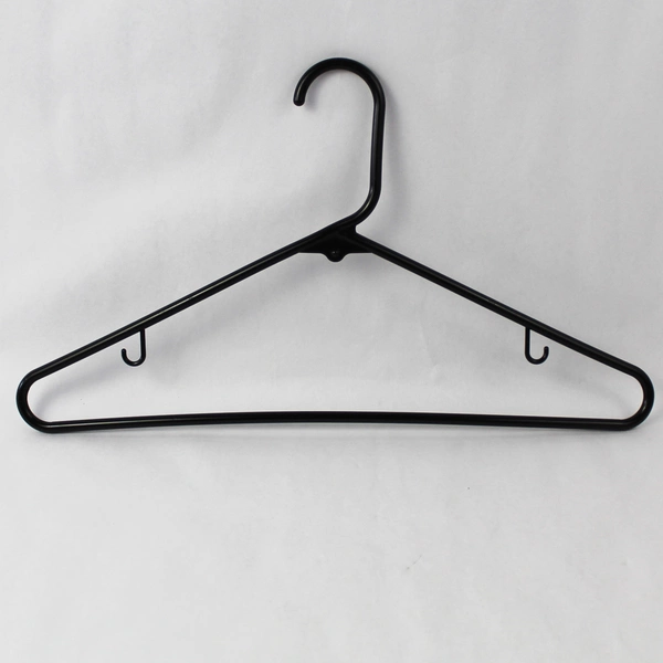 Lot of 10 Black Plastic Tubular Hangers With Hooks for Closet Organization