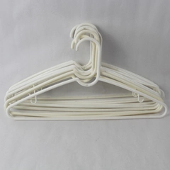 Lot of 10 White Plastic Tubular Hangers with Indents and Hooks for Bags