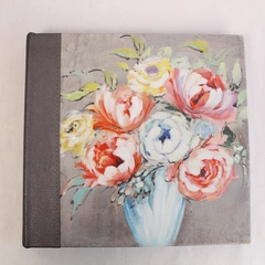 Floral Painted Photo Album Faux Leather Spine Holds 120 4x6 Pictures