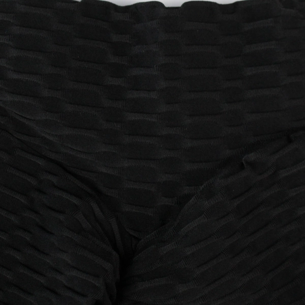 Black Stretchy Elastic Waist Textured Push Up Yoga Pants in Women's Size Large