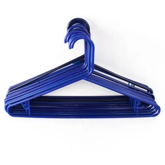 Lot of 10 Shades of Dark Blue Plastic Tubular Hangers with Hooks Closet Storage