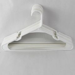 Lot of 10 White Plastic Tubular Hangers With Top Indents Added Usage  