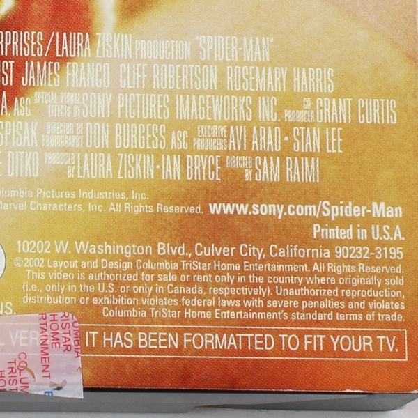 Spider-Man VHS 2002 Columbia Tristar Tobey McGuire James Franco
