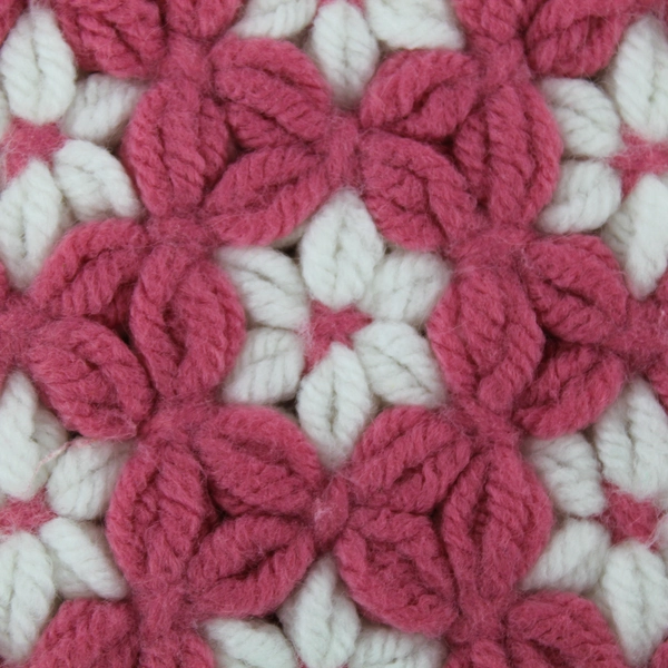 Set of 2 Pink and White Flower Pattern Yarn Pot Holders 8" Diameter