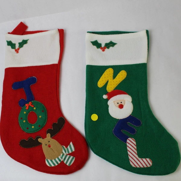 Lot of 5 Christmas Stockings Santa Noel Joy Multicolor Patterns