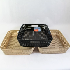 Essentials Lot of 3 Basket Desk Trays Black Brown Office School Home Organize
