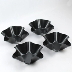 Set of 4 Stackable Non-Stick Carbon Steel Fluted Mini Tortilla Pans