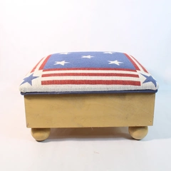 Vintage Manual Woodworkers & Weavers Star Spangled Stars Stripes Foot Stool